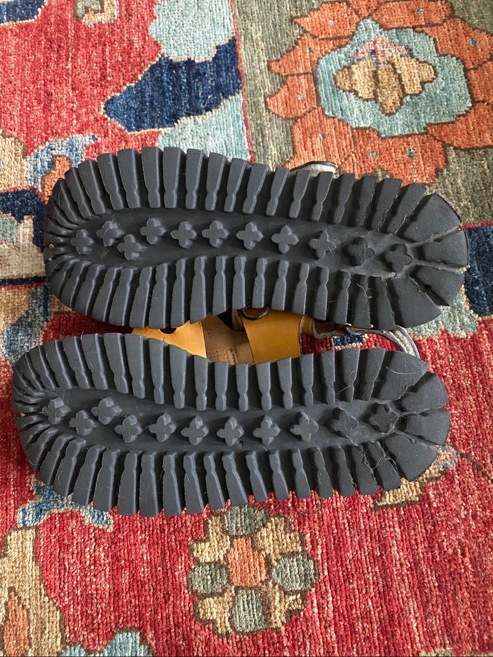 Labucq Boomer Cosmic Marigold Orange & Black Platform Sandals - Picture 4 of 6